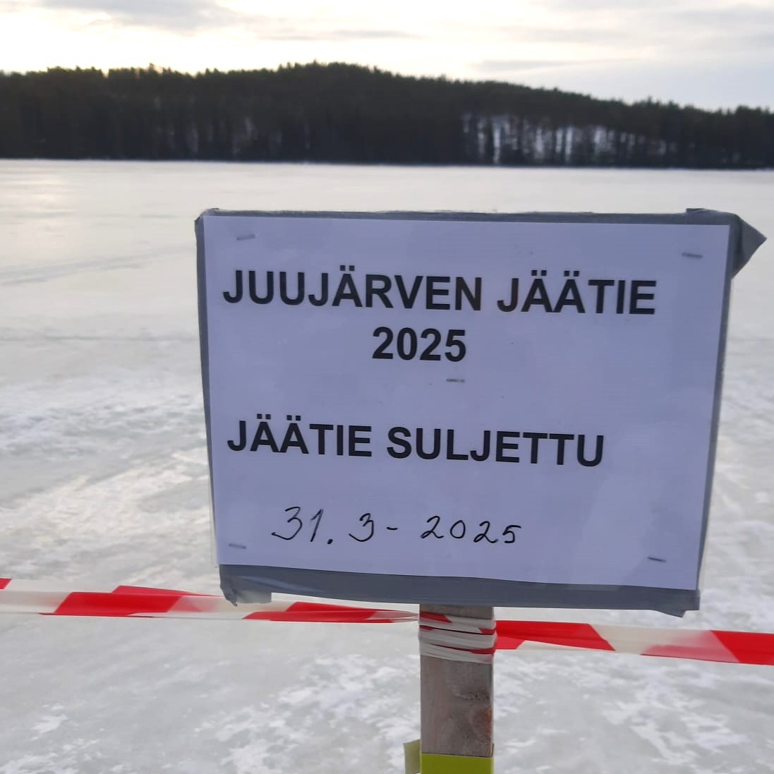 Juujärven jäätie suljettu 2025