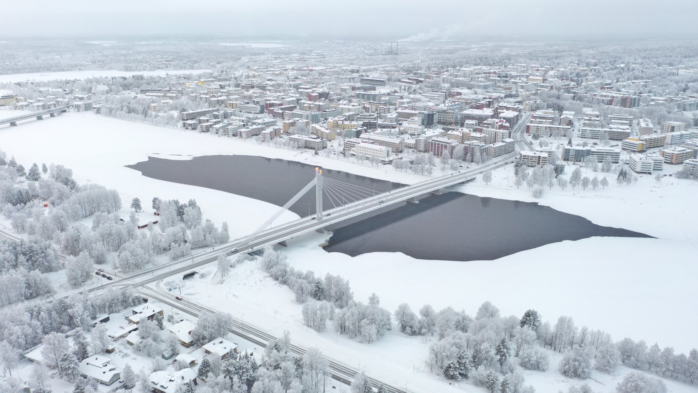 Jäätilannetta Ounaskoskelta tammikuussa 2026.